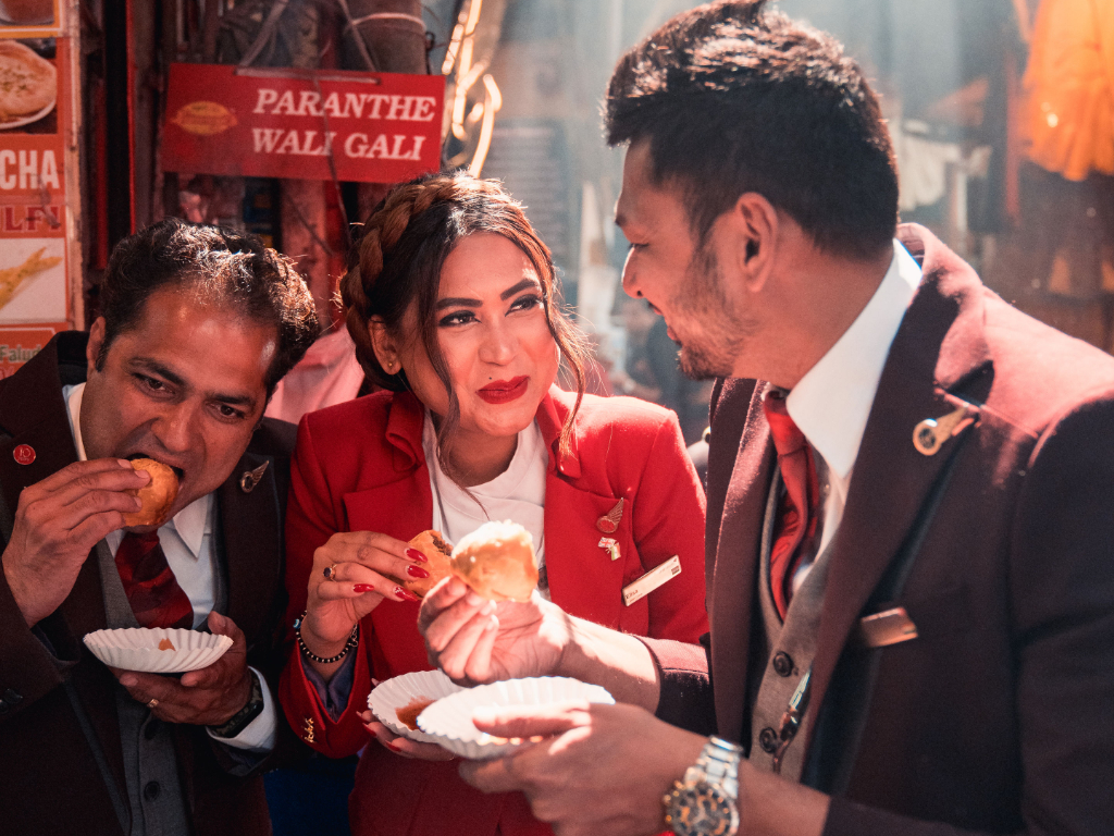 Virgin Atlantic cabin crew Delhi street food