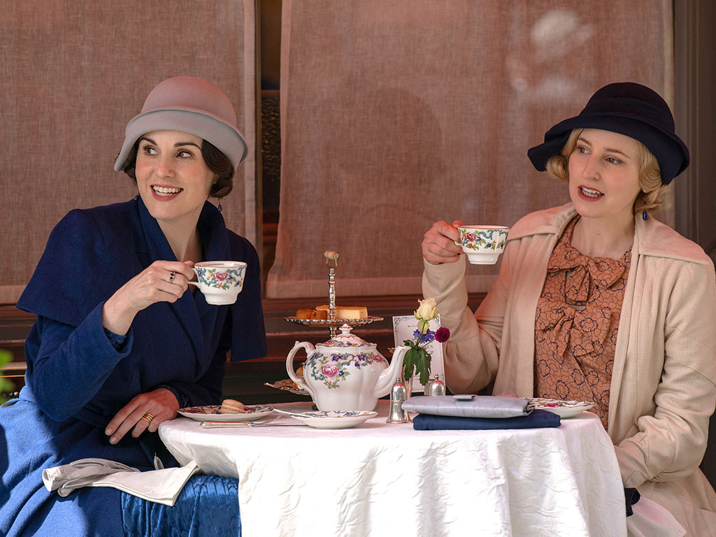 A still from 'Downton Abbey, The Grand Finale' showing Lady Mary and Lady Edith